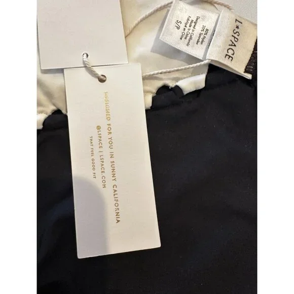 NWT L Space Anthropologie Black Cream Solstice Classic Bikini Bottom Sz S - Picture 6 of 13